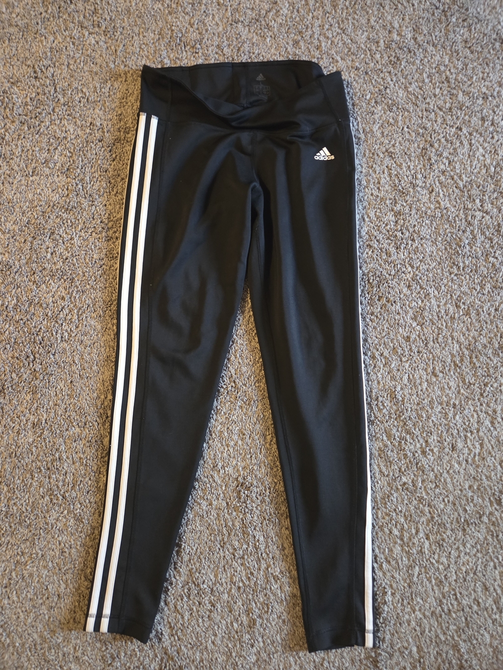 adidas Black Leggings with White Side Stripes